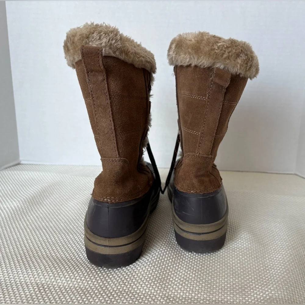 Magellan Women’s Suede Leather Boots Size 6 Faux Fur Lined